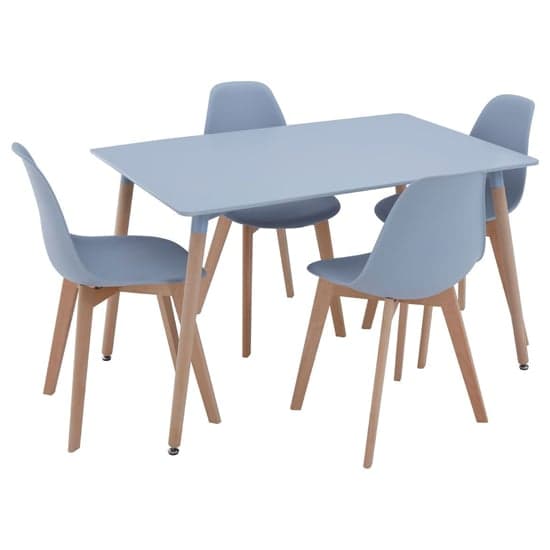 Varbor Wooden Dining Table With 4 Chairs In Grey And Natural_1
