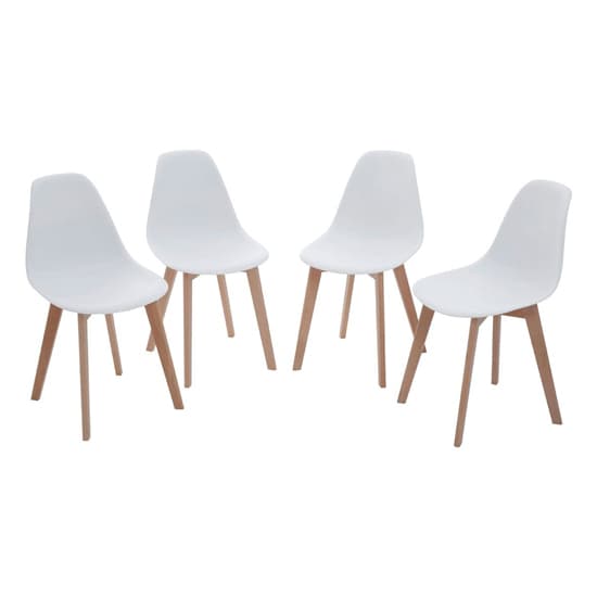 Varbor Wooden Dining Table With 4 Chairs In White And Natural_4