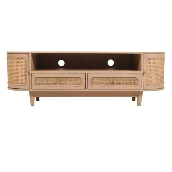 Varese Cane And Mango Wood TV Stand 2 Doors 2 Drawers In Oak_1