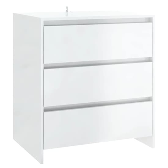 Variel High Gloss Chest Of 3 Drawers In White Furniture in Fashion