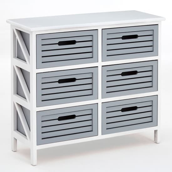 Varmora Wooden Chest Of 6 Drawers In White And Grey_1