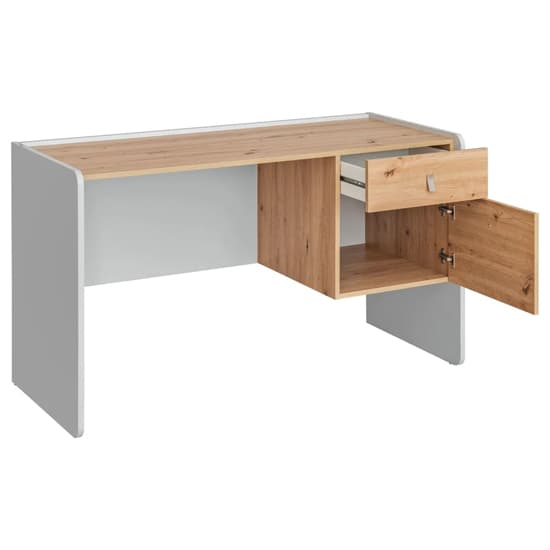 Varna Wooden Laptop Desk With 2 Drawers In Pearl Grey_3