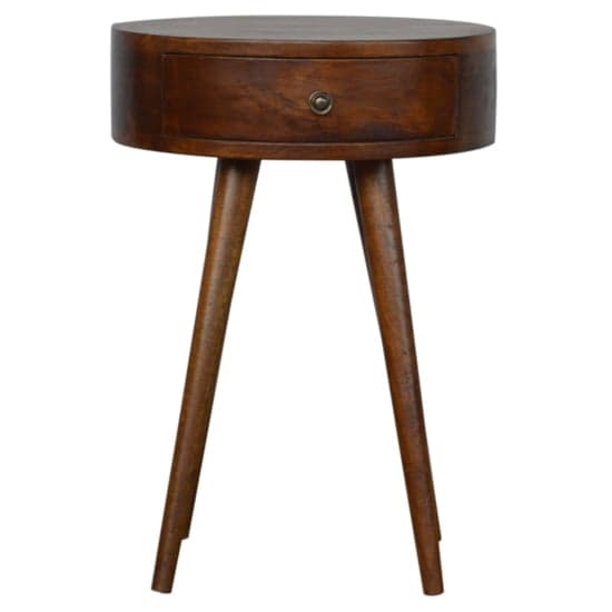 Lasix Wooden Circular Bedside Cabinet In Chestnut With 1 Drawer_2