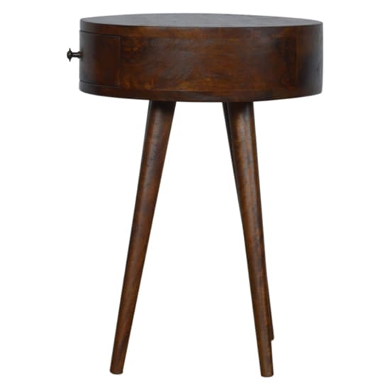 Lasix Wooden Circular Bedside Cabinet In Chestnut With 1 Drawer_4
