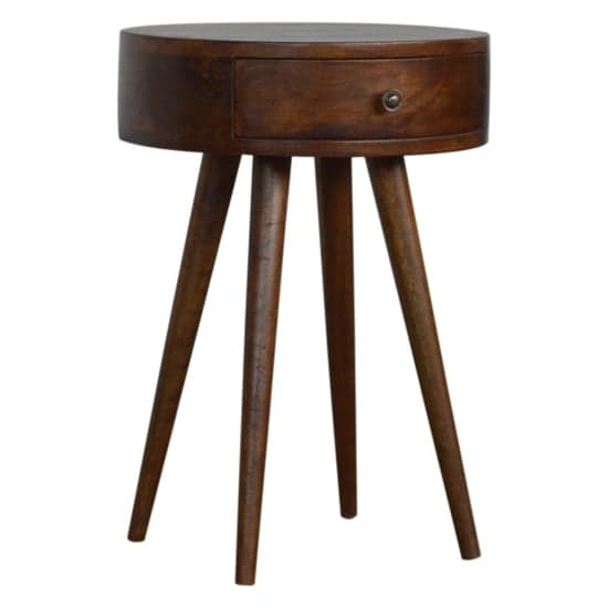 Lasix Wooden Circular Bedside Cabinet In Chestnut With 1 Drawer_1