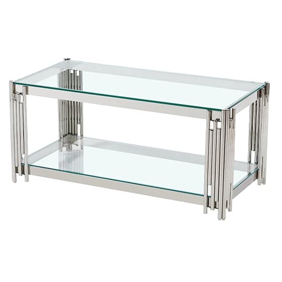 Vasari Clear Glass Coffee Table With Stainless Steel Frame_3
