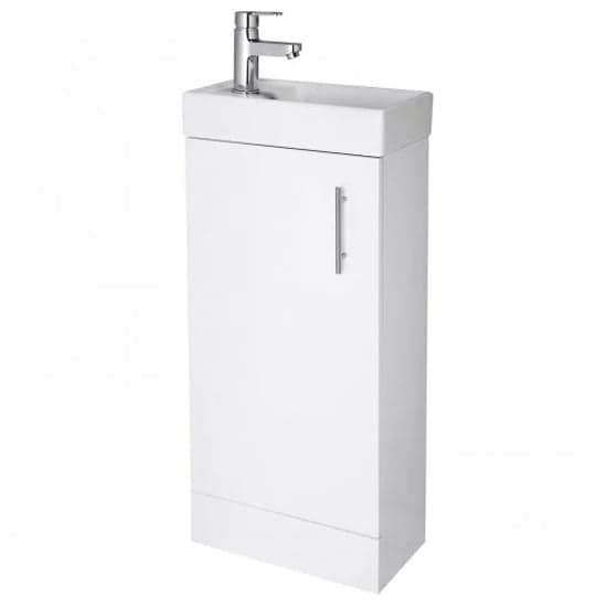 Vaults 40cm Floor Vanity Unit With Basin In Gloss White_1