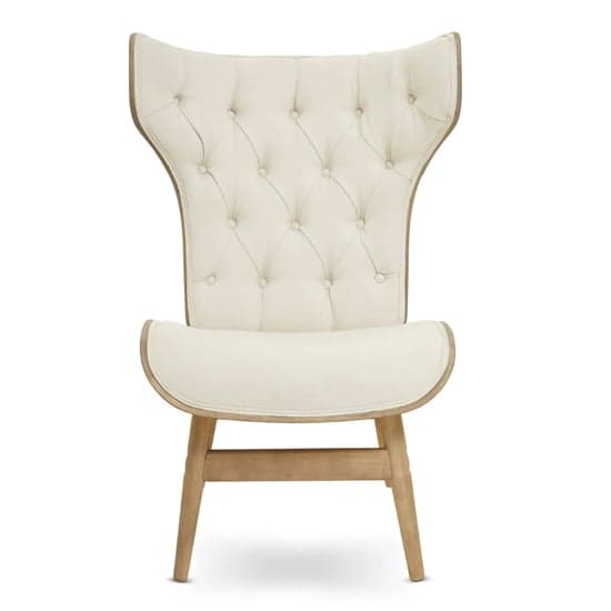 Veens Fabric Bedroom Chair In Beige With Winged Back_2