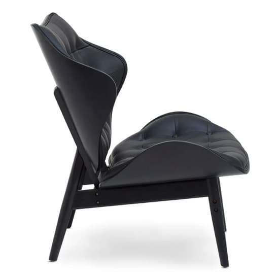 Veens Faux Leather Bedroom Chair In Black With Black Back_3