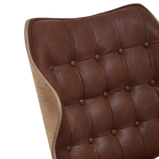 Veens Faux Leather Bedroom Chair In Brown With Natural Back_5