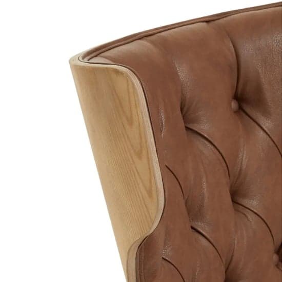 Veens Faux Leather Bedroom Chair In Brown With Winged Back_5