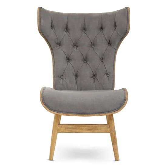 Veens Velvet Bedroom Chair In Grey With Winged Back_2