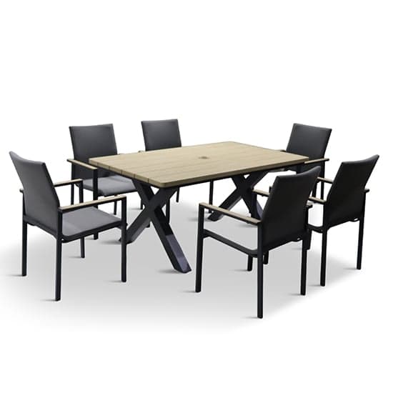 Vega 6 Seater Dining Set With Stacking Chairs And 3m Parasol_3