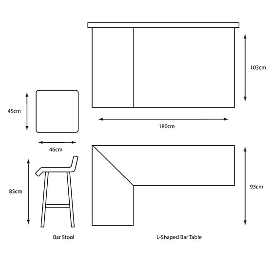 Vega Aluminium LShaped Bar Set In Anthracite Grey Furniture in Fashion