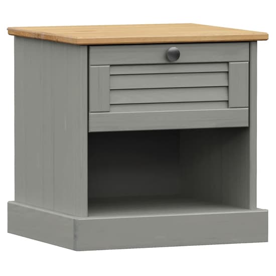 Vega Pinewood Bedside Cabinet With 1 Drawer In Grey_2