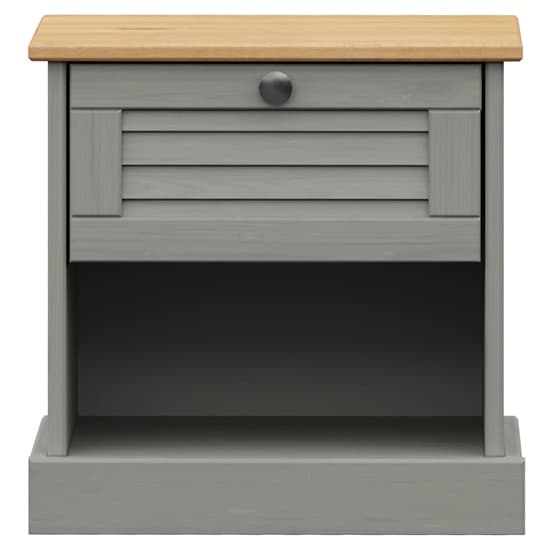 Vega Pinewood Bedside Cabinet With 1 Drawer In Grey_4