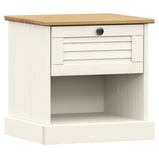 Vega Pinewood Bedside Cabinet With 1 Drawer In White_2