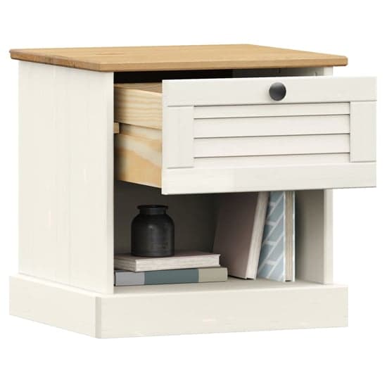 Vega Pinewood Bedside Cabinet With 1 Drawer In White_3
