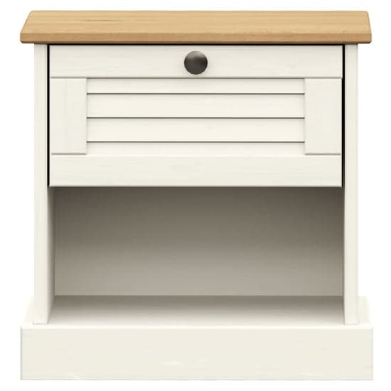 Vega Pinewood Bedside Cabinet With 1 Drawer In White_4