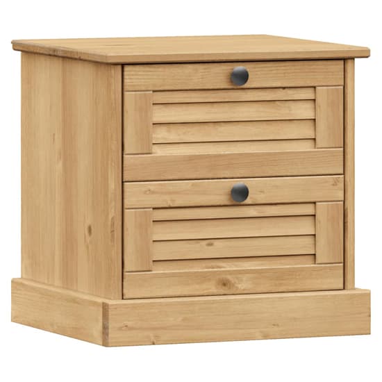 Vega Pinewood Bedside Cabinet With 2 Drawers In Brown_2