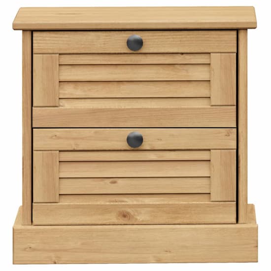 Vega Pinewood Bedside Cabinet With 2 Drawers In Brown_4