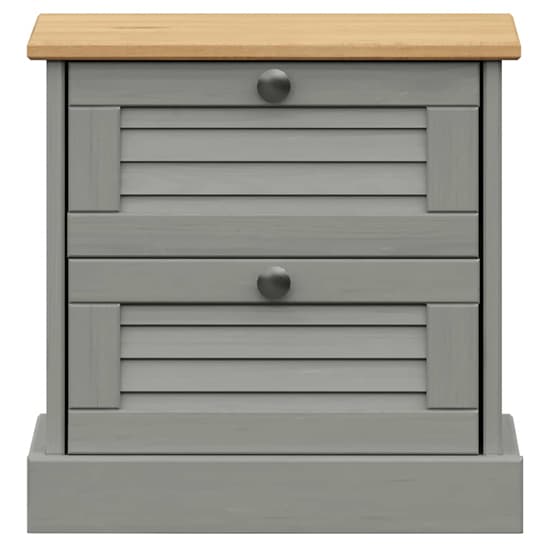 Vega Pinewood Bedside Cabinet With 2 Drawers In Grey_4