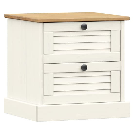 Vega Pinewood Bedside Cabinet With 2 Drawers In White_2