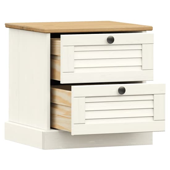Vega Pinewood Bedside Cabinet With 2 Drawers In White_3