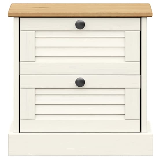 Vega Pinewood Bedside Cabinet With 2 Drawers In White_4