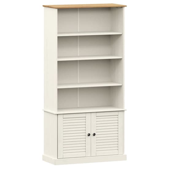 Vega Pinewood Bookcase With 2 Doors 3 Shelves In White_2