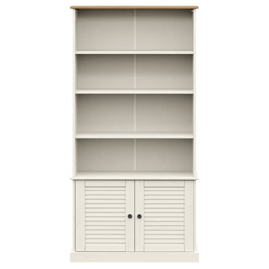 Vega Pinewood Bookcase With 2 Doors 3 Shelves In White_4