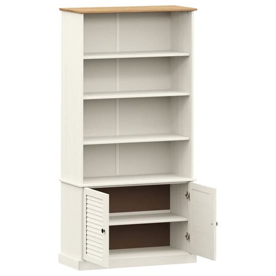 Vega Pinewood Bookcase With 2 Doors 3 Shelves In White_5