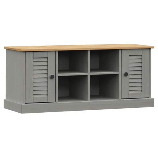 Vega Pinewood Shoe Storage Bench With 2 Doors In Grey_2