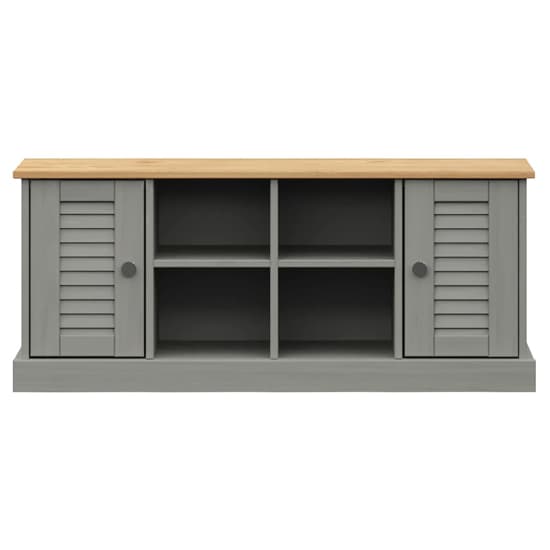 Vega Pinewood Shoe Storage Bench With 2 Doors In Grey_4