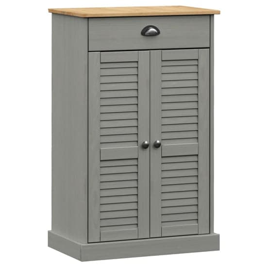 Vega Pinewood Shoe Storage Cabinet With 2 Doors In Grey_2