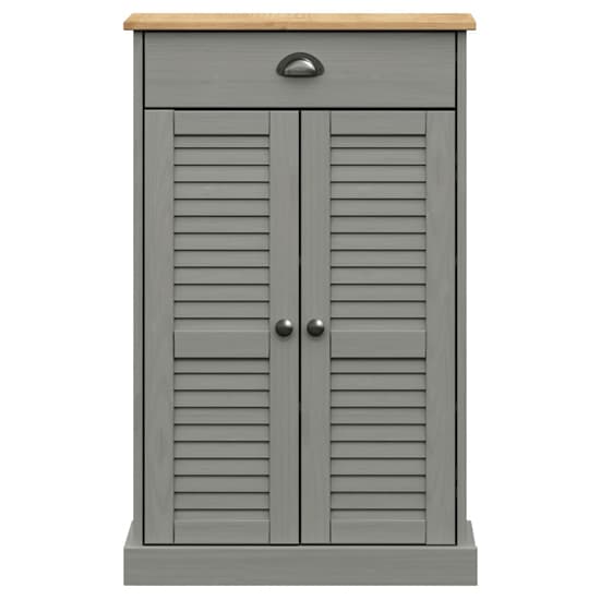 Vega Pinewood Shoe Storage Cabinet With 2 Doors In Grey_4