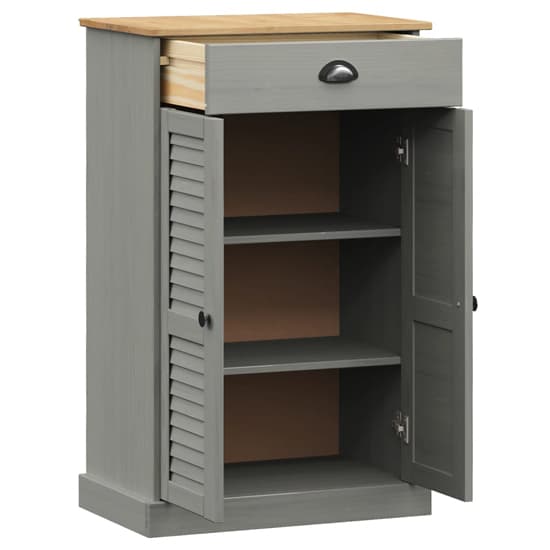 Vega Pinewood Shoe Storage Cabinet With 2 Doors In Grey_5