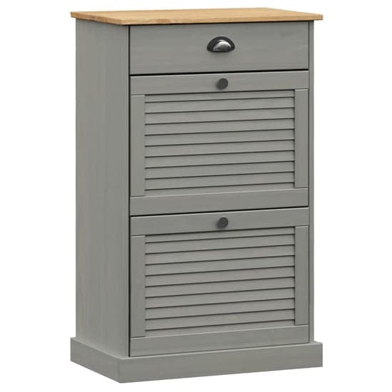 Vega Pinewood Shoe Storage Cabinet With 2 Flap Doors In Grey_2