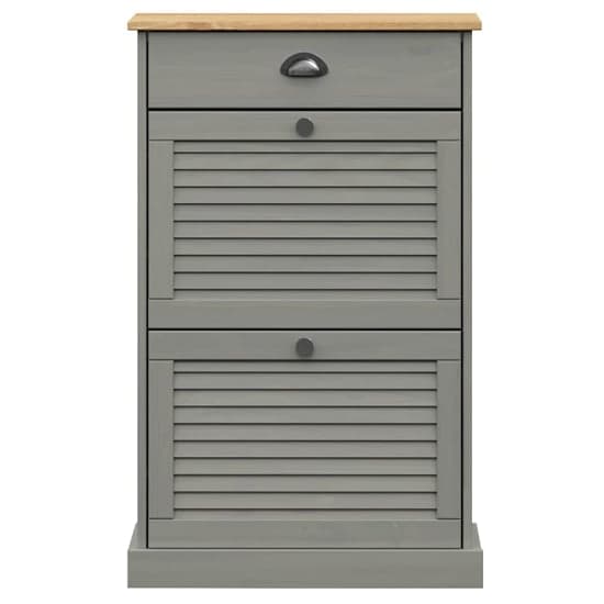 Vega Pinewood Shoe Storage Cabinet With 2 Flap Doors In Grey_5