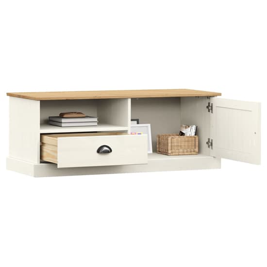 Vega Pinewood TV Stand With 1 Door 1 Drawer In White_3