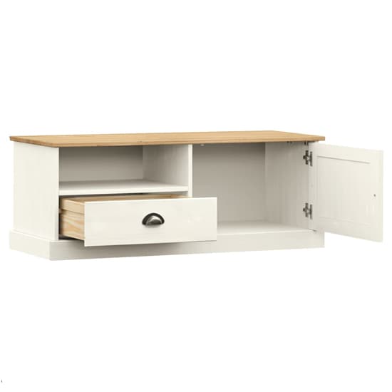 Vega Pinewood TV Stand With 1 Door 1 Drawer In White_4