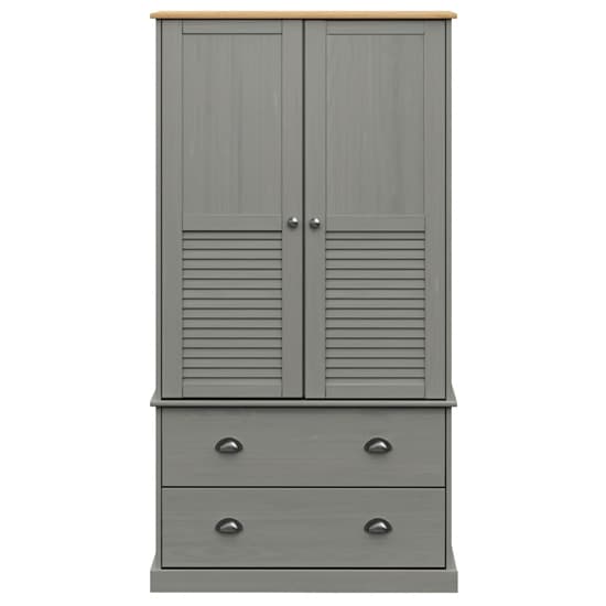 Vega Pinewood Wardrobe With 2 Doors 2 Drawers In Grey_4