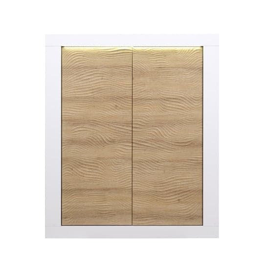 Metz Highboard In Oak And White Gloss With LED Lighting_3