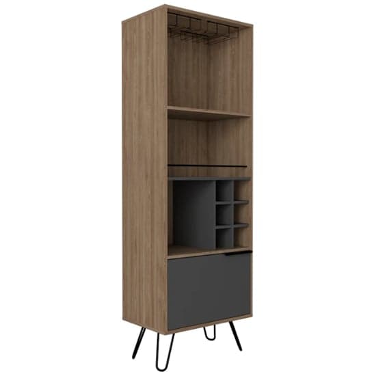 Veritate Tall Wooden Wine Cabinet In Bleached Oak And Grey_1