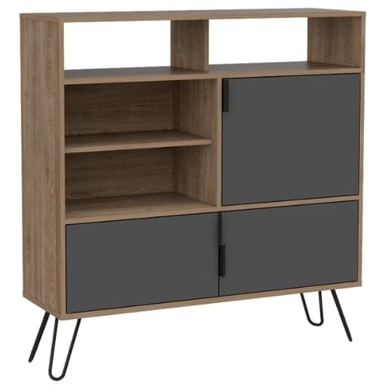 Veritate Wooden High Sideboard In Bleached Oak And Grey_1