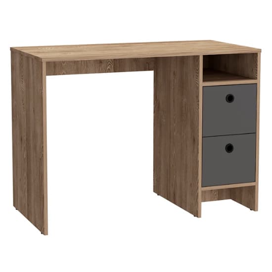 Veritate Wooden Laptop Desk In Bleached Oak And Grey 2 Drawers_2