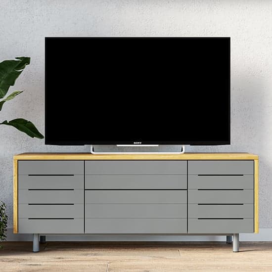 Vejle Wooden TV Stand With 2 Doors And 2 Drawers In Grey_1