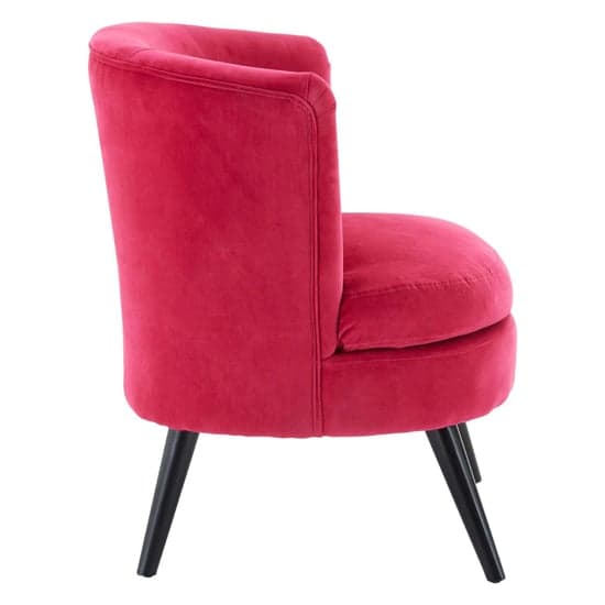Vekota Round Upholstered Velvet Armchair In Pink_3