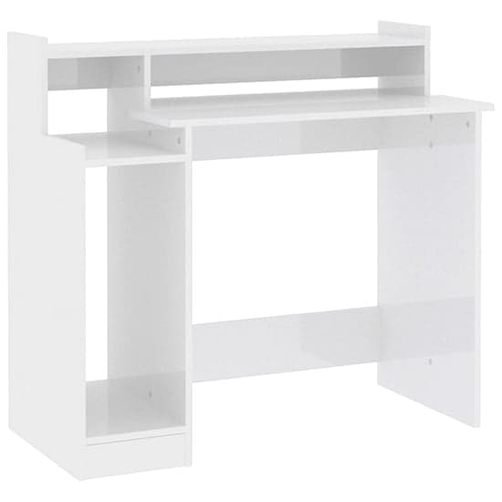 Velez High Gloss Computer Desk In White With LED Lights_6