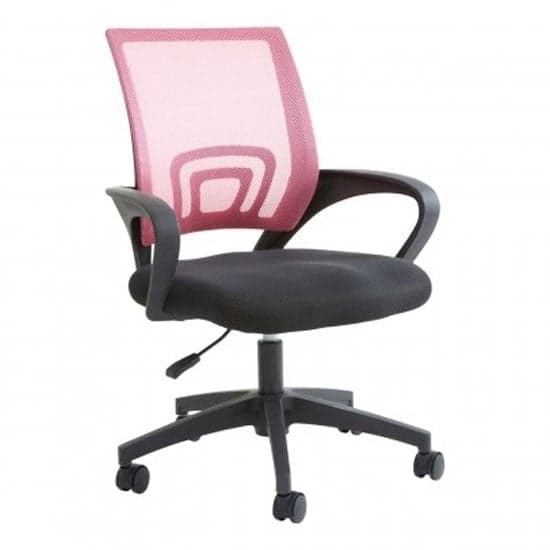 Velika Home And Office Chair In Pink With Black Armrest_1